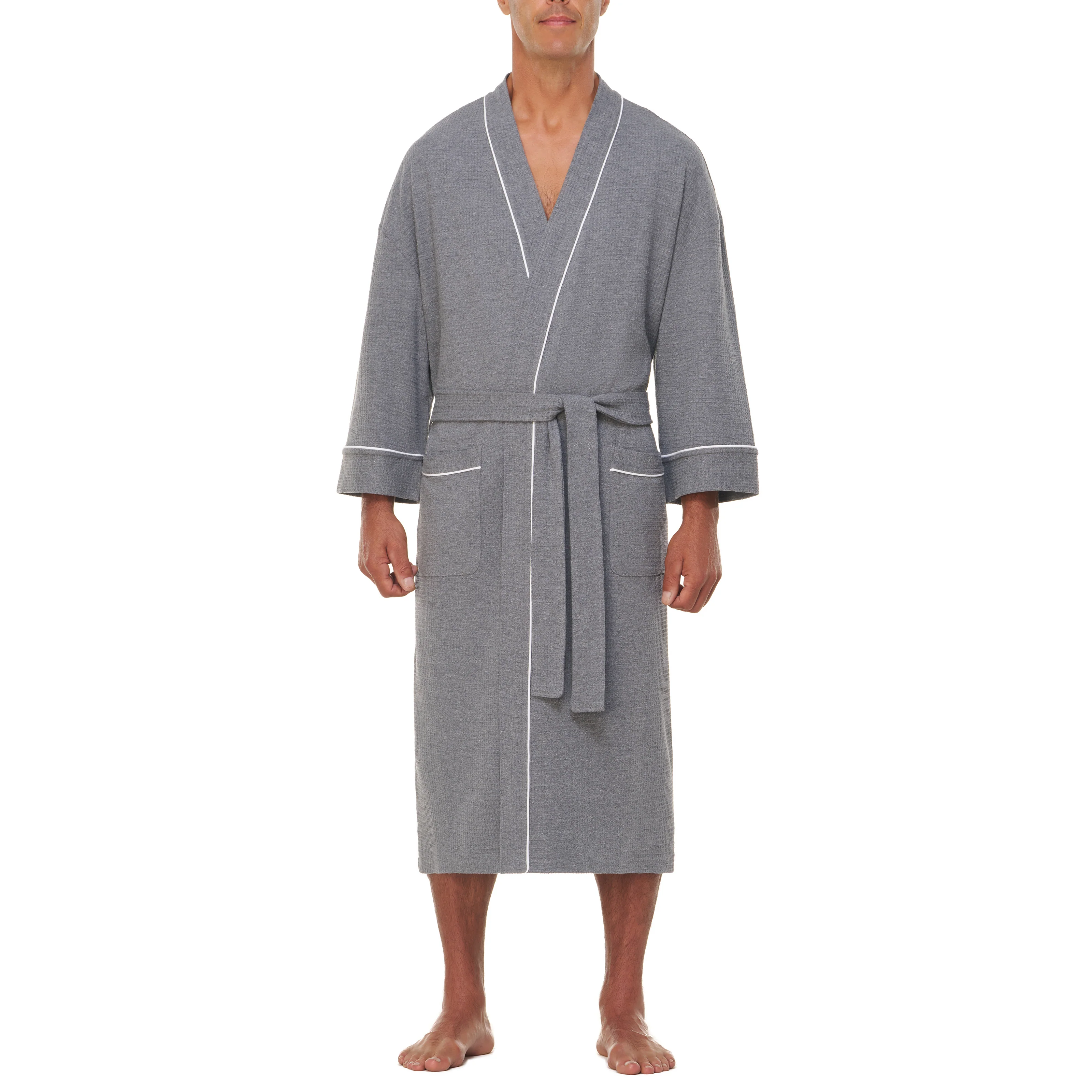 Big and Tall Knit Waffle Kimono - Image 6
