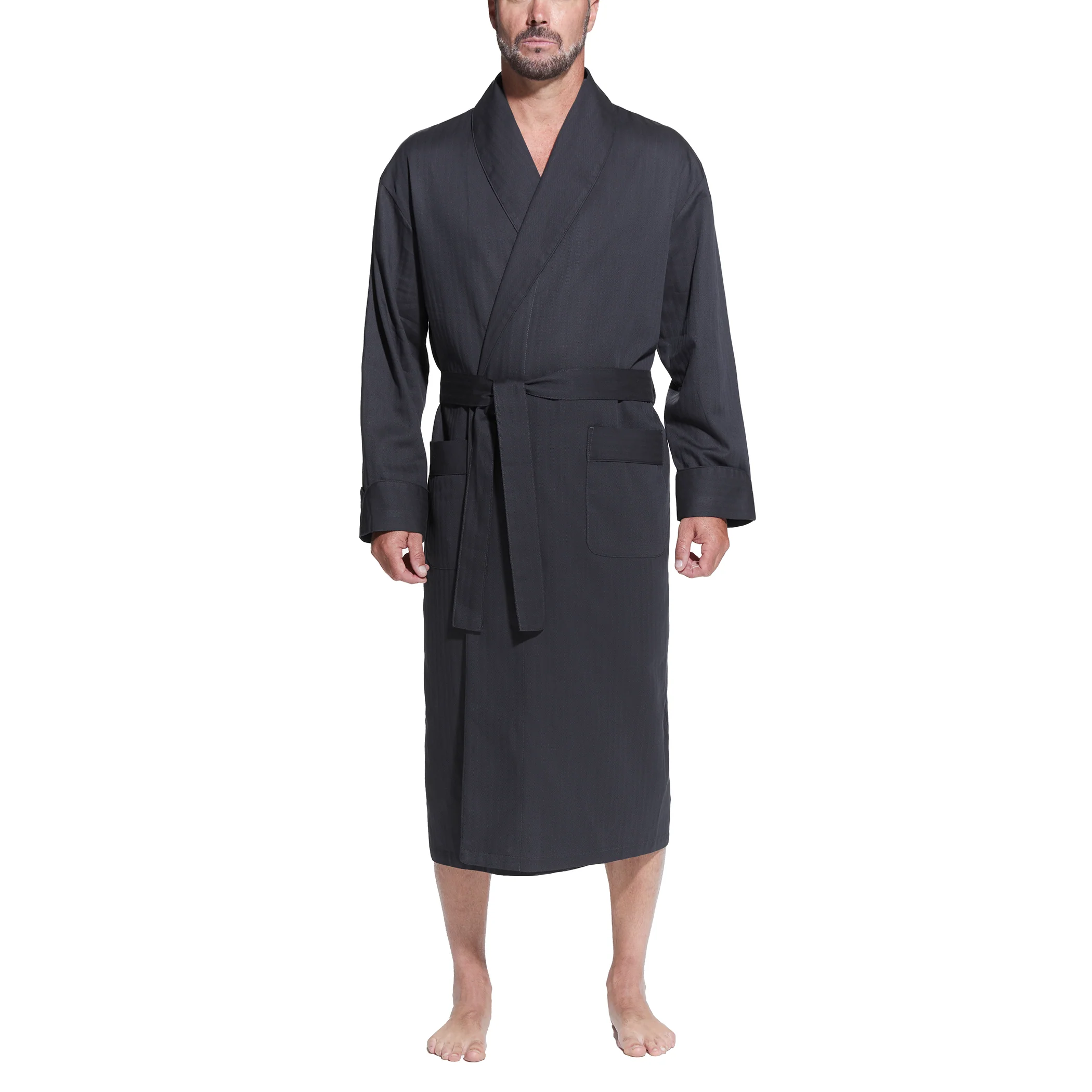 Herringbone Cotton Better Shawl Robe - Image 5