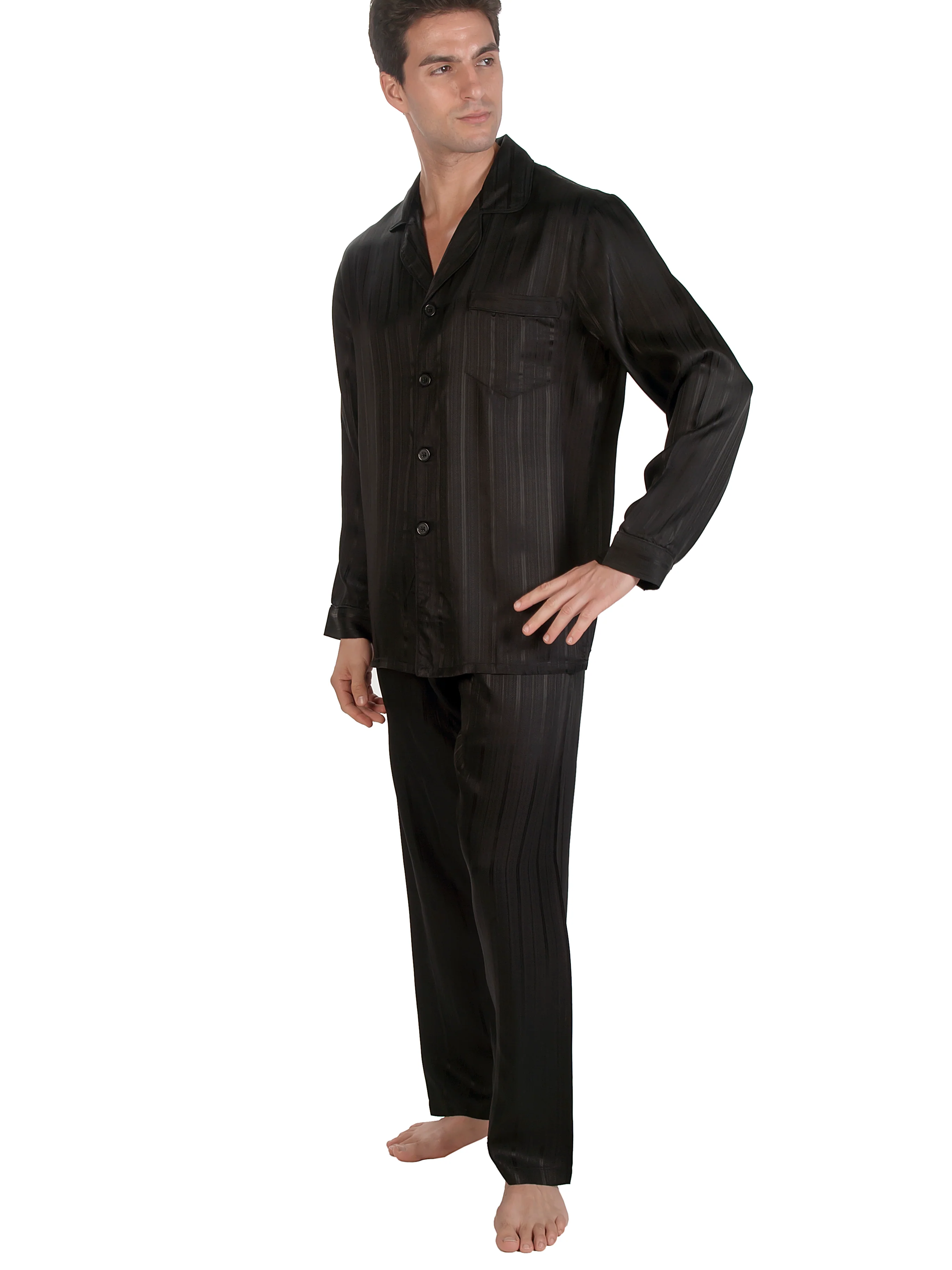 Herringbone Stripe Silk Pajama - Image 3