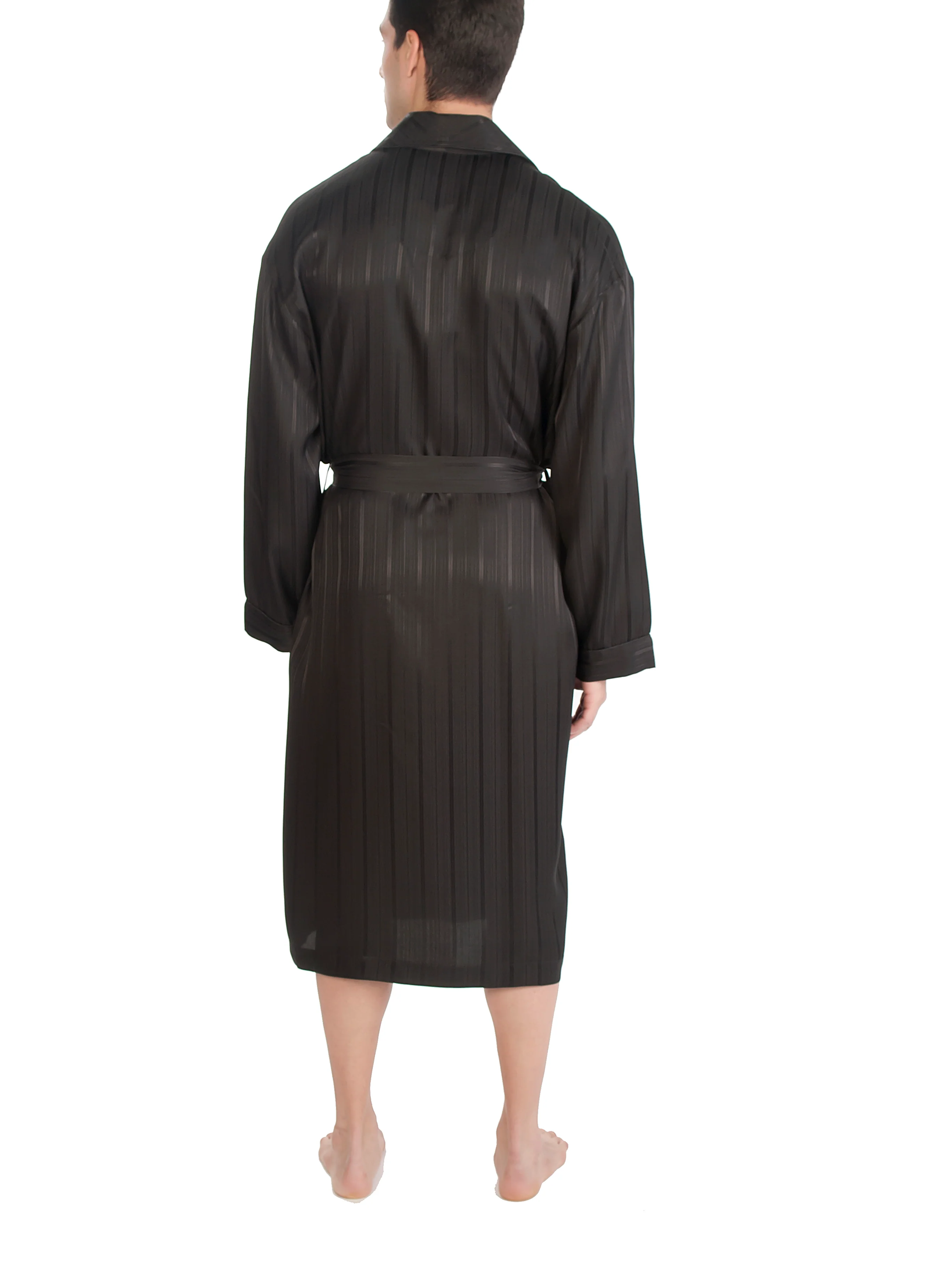 Herringbone Stripe Silk Shawl Robe - Image 6