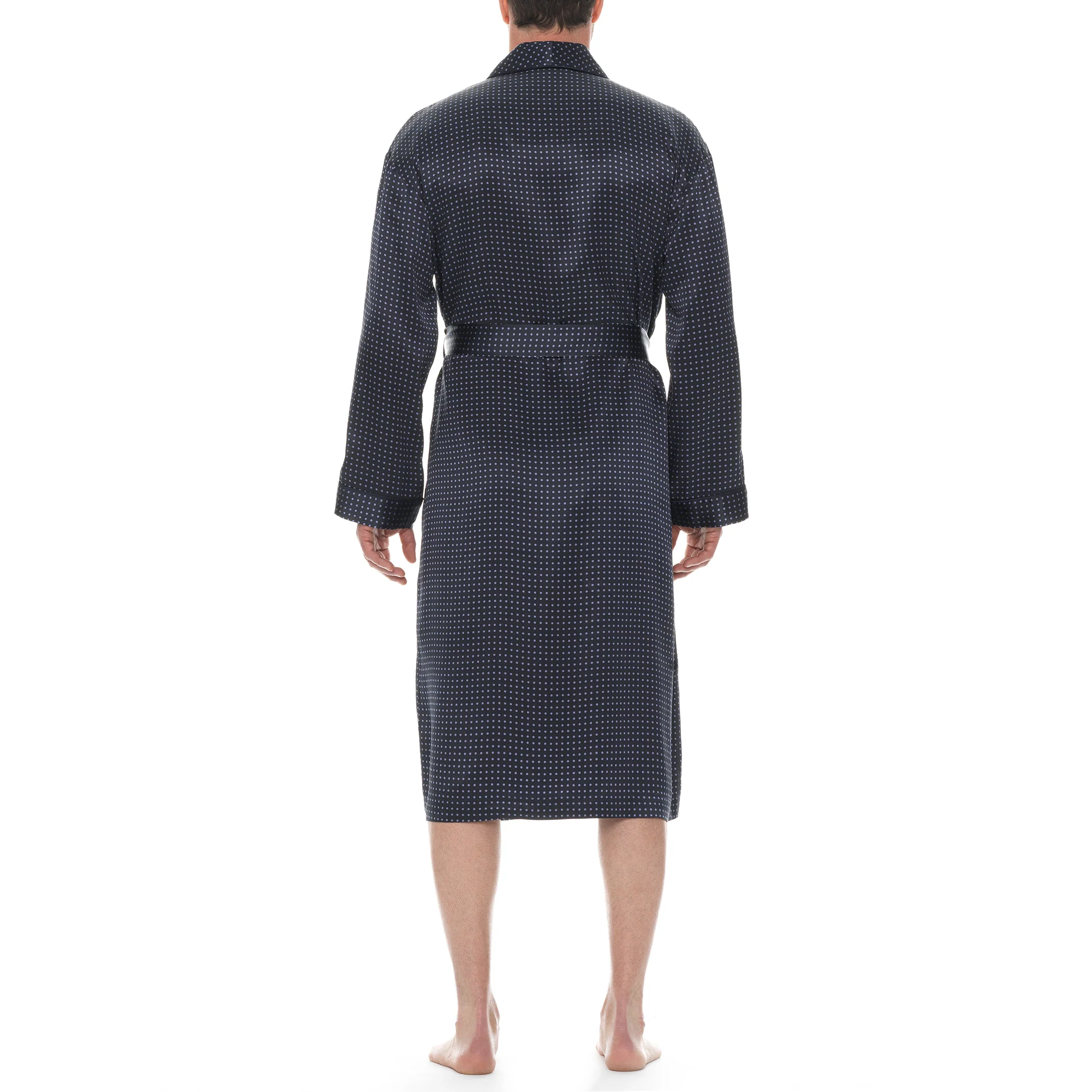 Polka Dot Silk Charmeuse Shawl Robe - Image 4